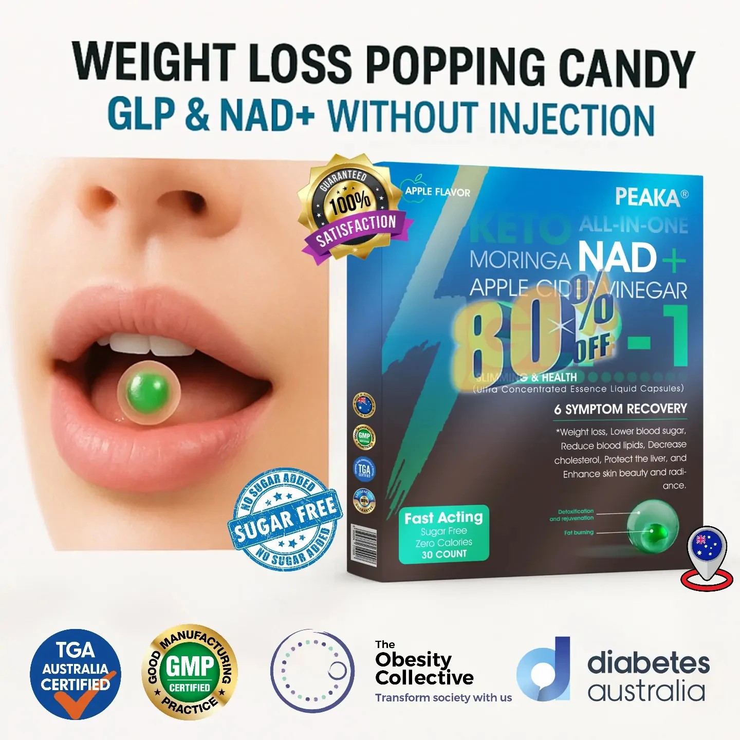 官方授權商店PEAKA®GLP-1减肥與健康超濃縮精華液珍珠-NAD+辣木、ACV和Keto BHB（治療糖尿病、肥胖和心血管疾病）-由肥胖協會開發